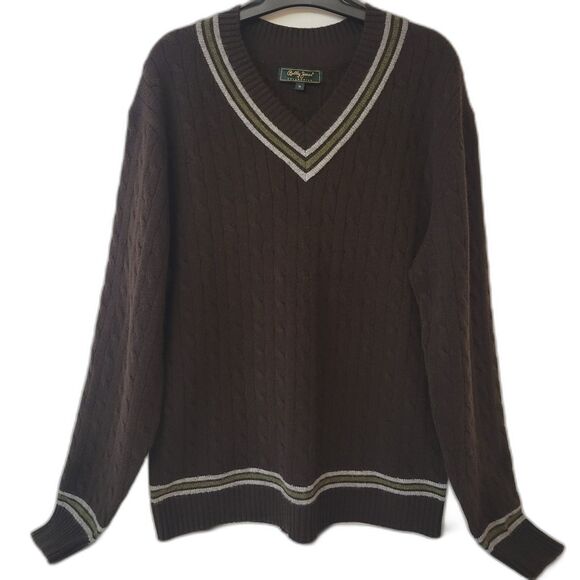 Bobby Jones Collection Wool/Cashmere Men's Sweater M Brown Knit Golf Pullover - Picture 1 of 7